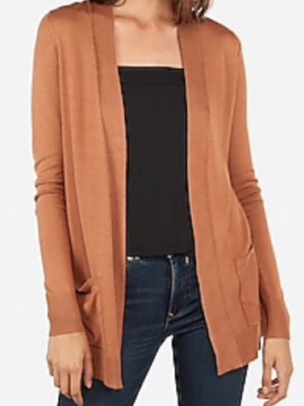 Express Open-Front Cardigan in Camel Brown